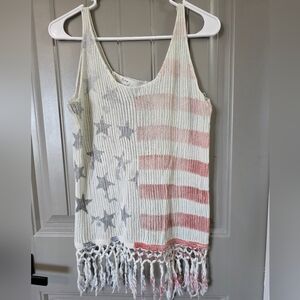 Vintage Havana Womans Size Large Pratriotic Mesh Tank Top Summer Party